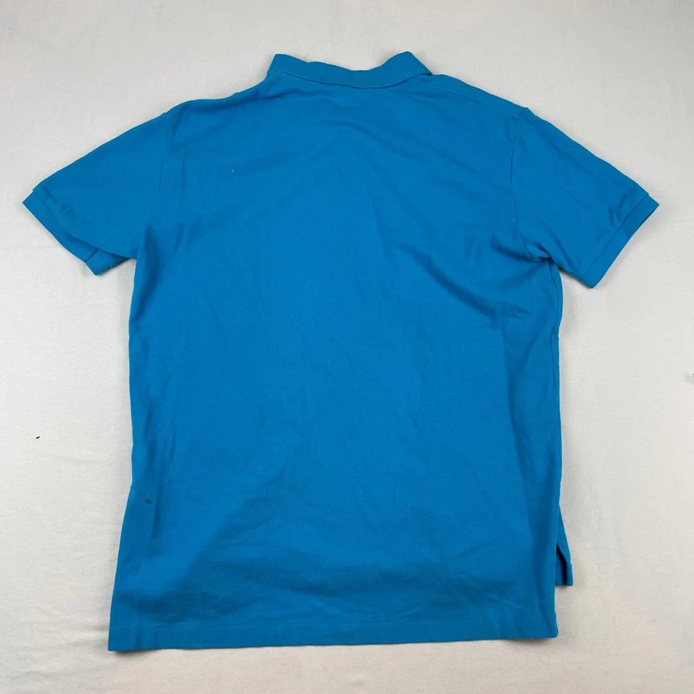 Polo Ralph Lauren Mens Blue Cotton Pique Short Sleeve Polo Shirt Yellow Pony L